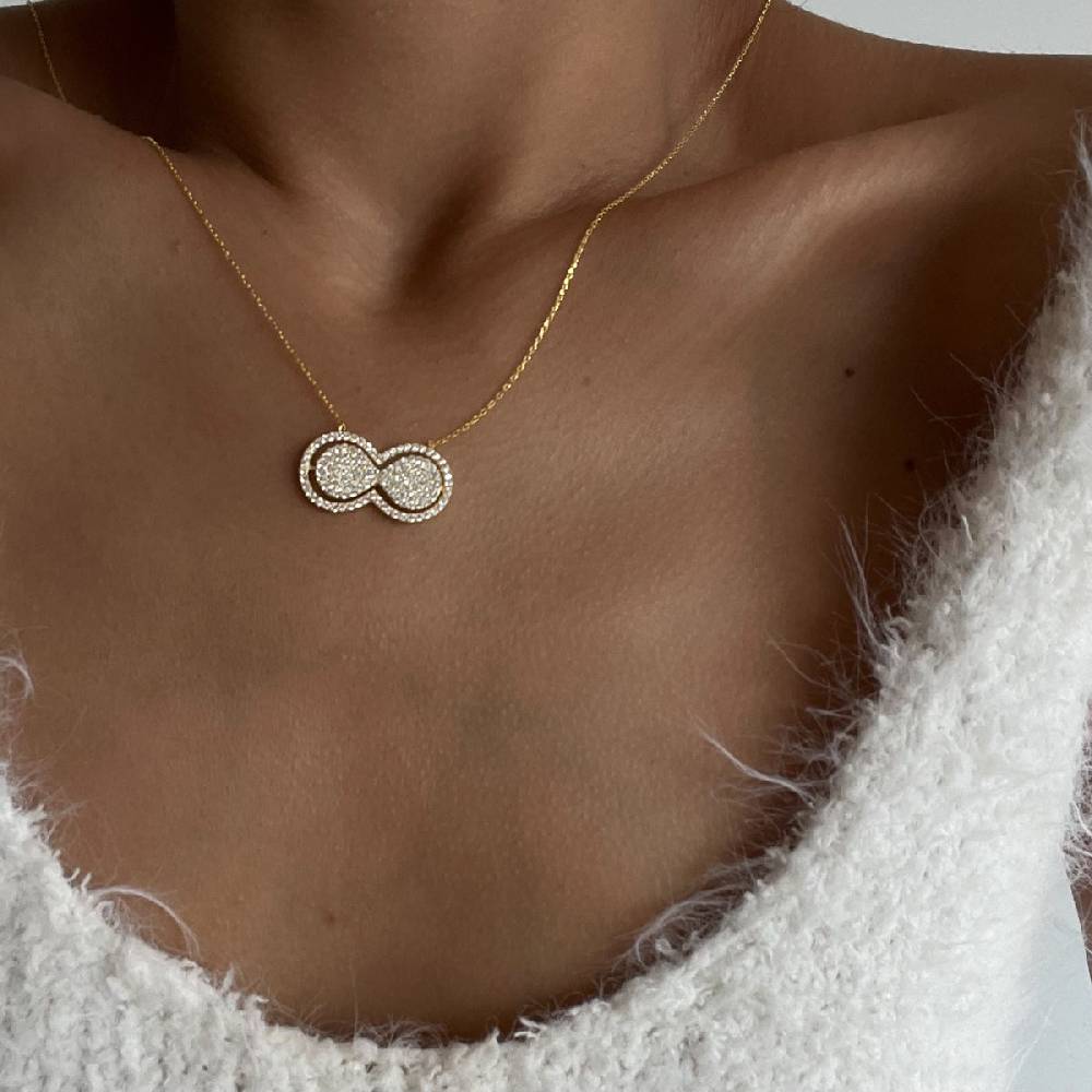 Kardelen Glänzend Infinity Halskette - 925 SILBER