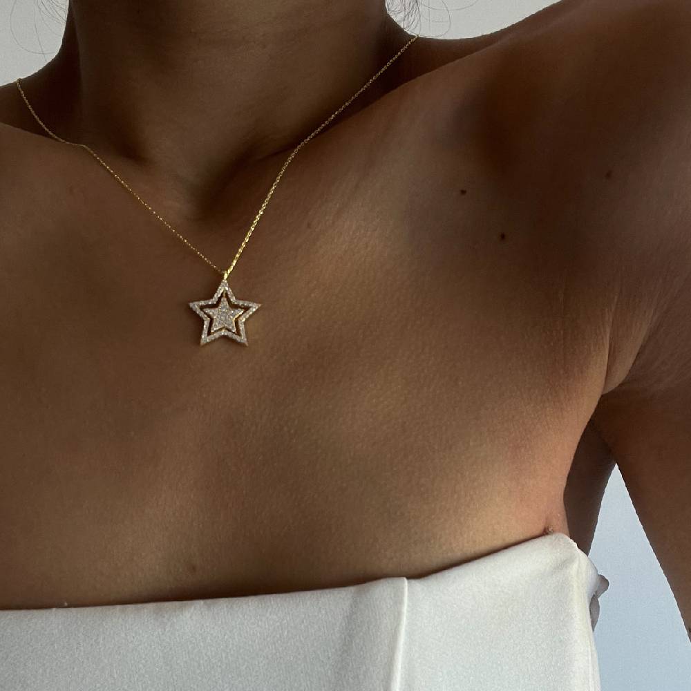 Kardelen Glänzend Star Halskette - 925 SILBER