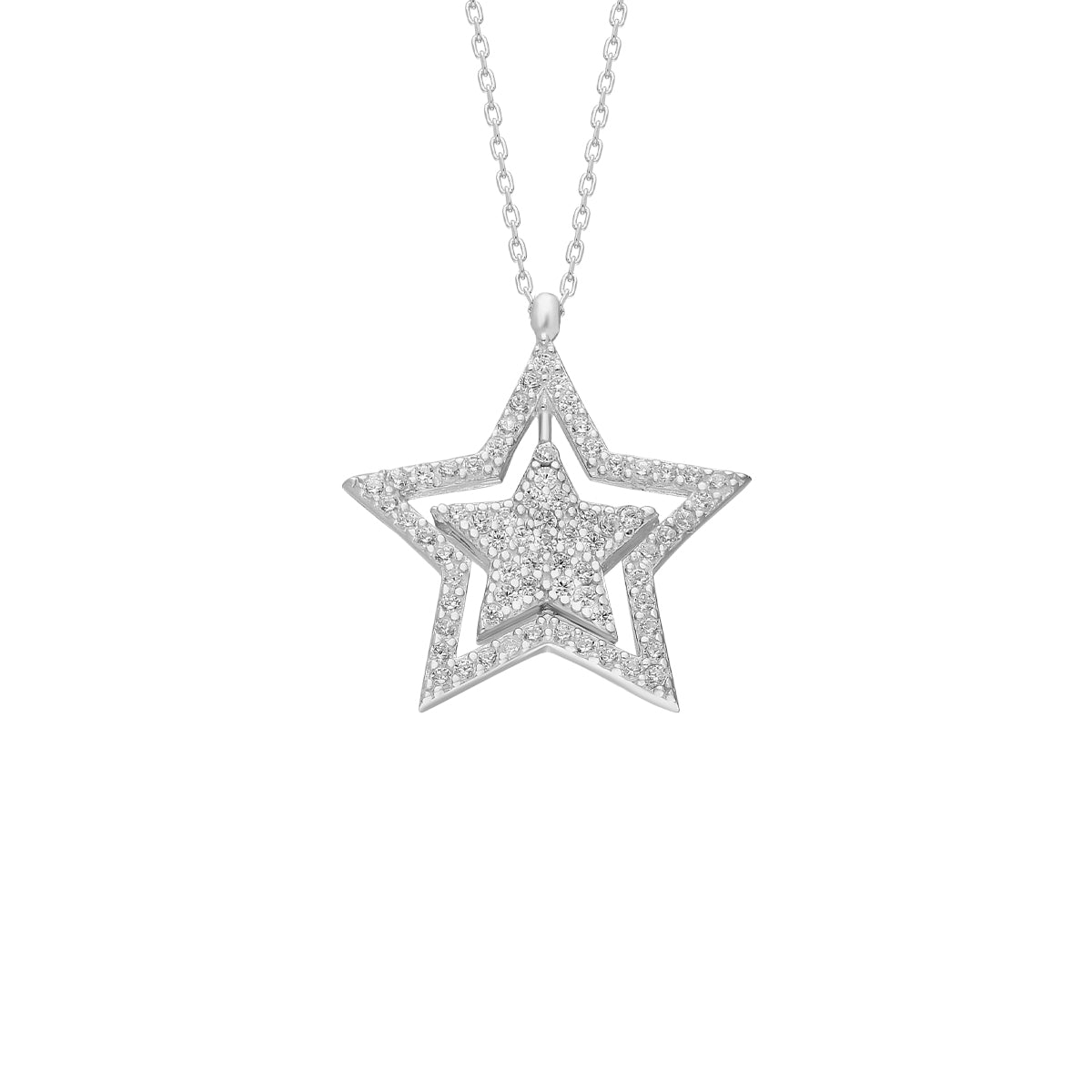 Kardelen Glänzend Star Halskette - 925 SILBER