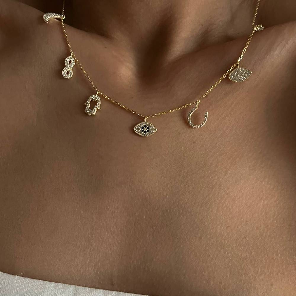 Kardelen Glücksanhängern Halskette - 925 SILBER