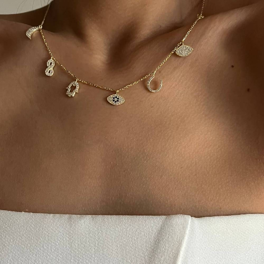 Kardelen Glücksanhängern Halskette - 925 SILBER