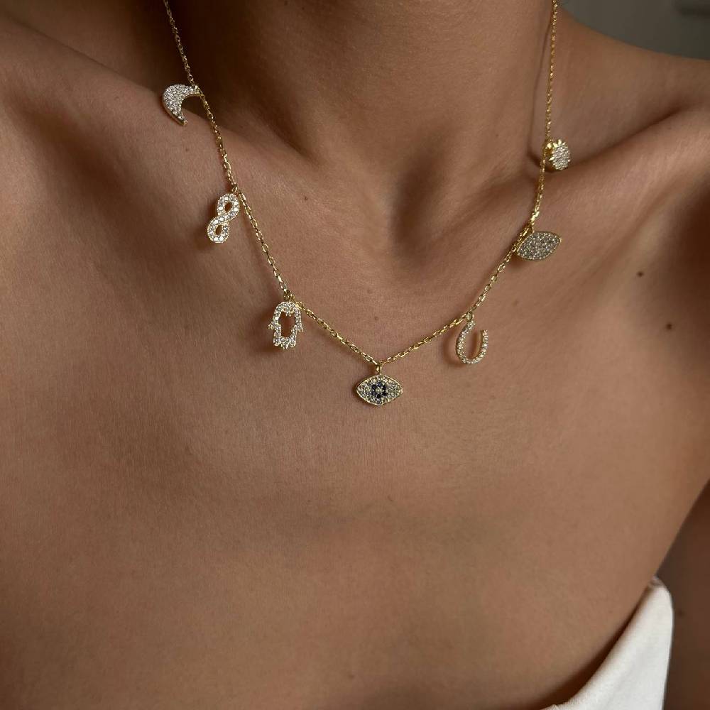 Kardelen Glücksanhängern Halskette - 925 SILBER