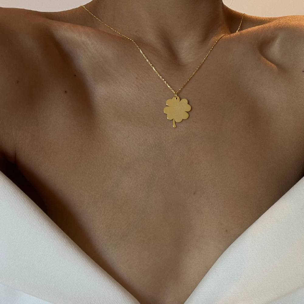 Kardelen Glücksblatt Gravurkette - 925 SILBER