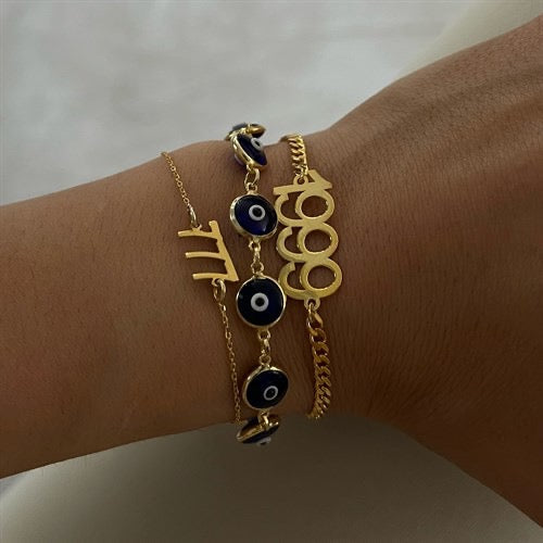 Kardelen Grande Blue Nazar Armkette - 925 SILBER