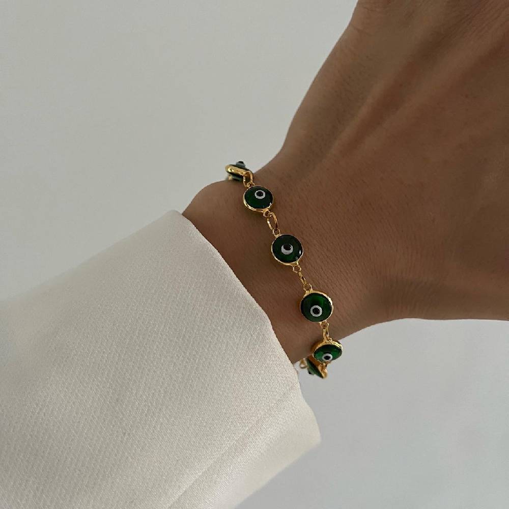 Kardelen Grande Green Nazar Armkette - 925 SILBER