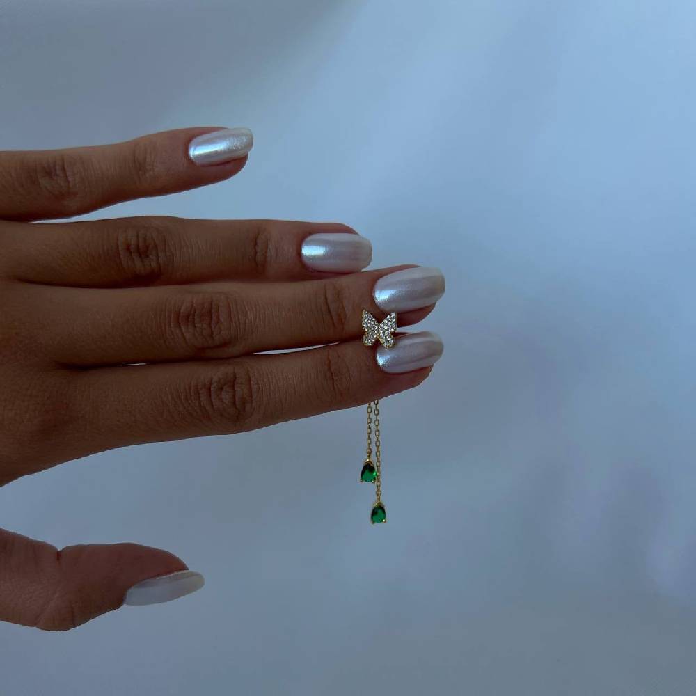 Kardelen Grüne Schmetterling Ohrringe - 925 SILBER