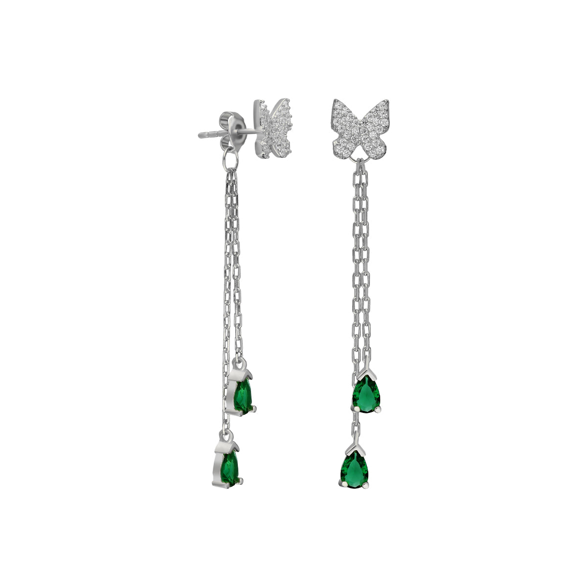 Kardelen Grüne Schmetterling Ohrringe - 925 SILBER