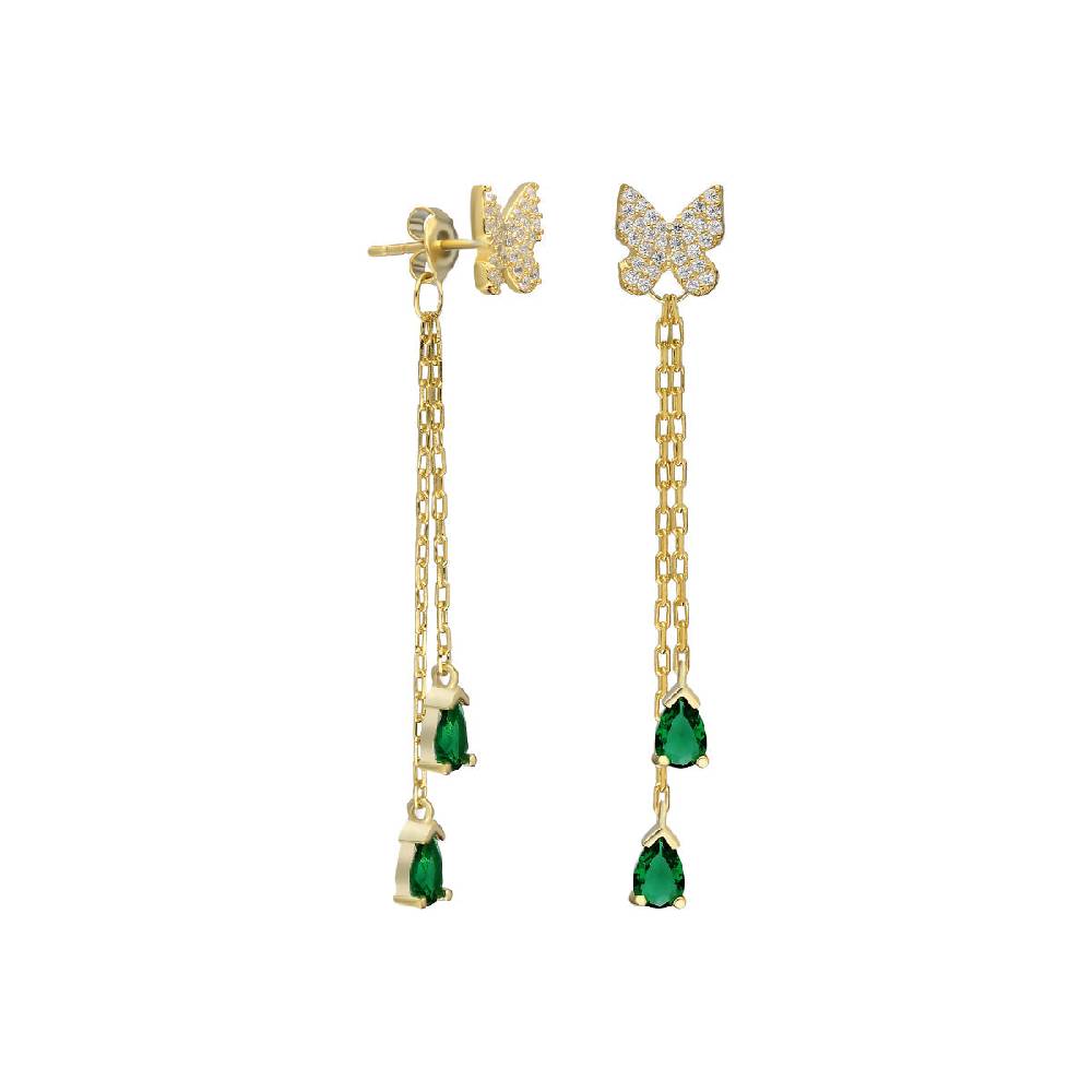 Kardelen Grüne Schmetterling Ohrringe - 925 SILBER