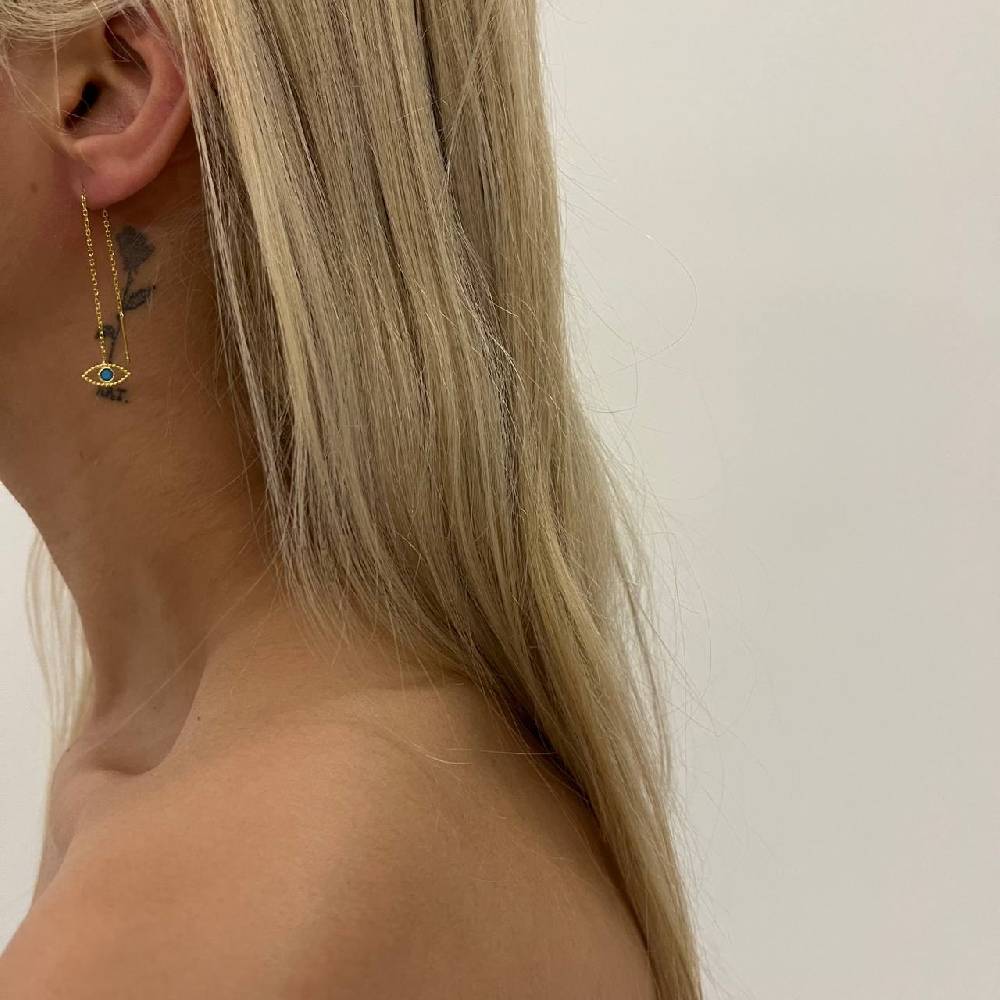 Kardelen HÄNGENDE Augen Ohrring Turkis - 925 SILBER