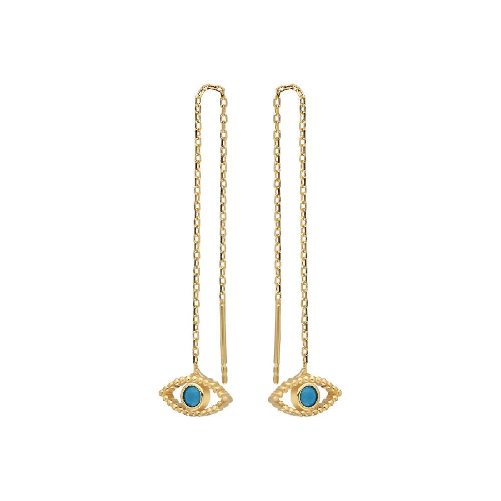 Kardelen HÄNGENDE Augen Ohrring Turkis - 925 SILBER