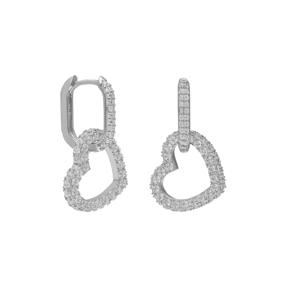 Kardelen Hängende Herz Ohrringe - 925 SILBER