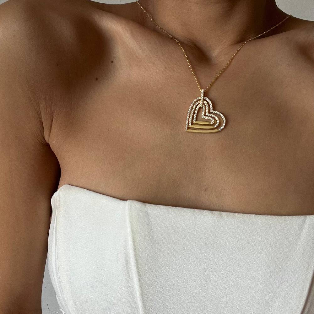 Kardelen Herz 3er Gravur Kette - 925 SILBER