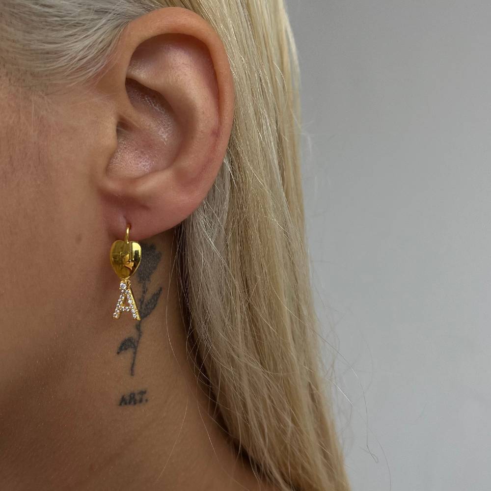 Kardelen Herz Buchstaben Ohrring - 925 SILBER