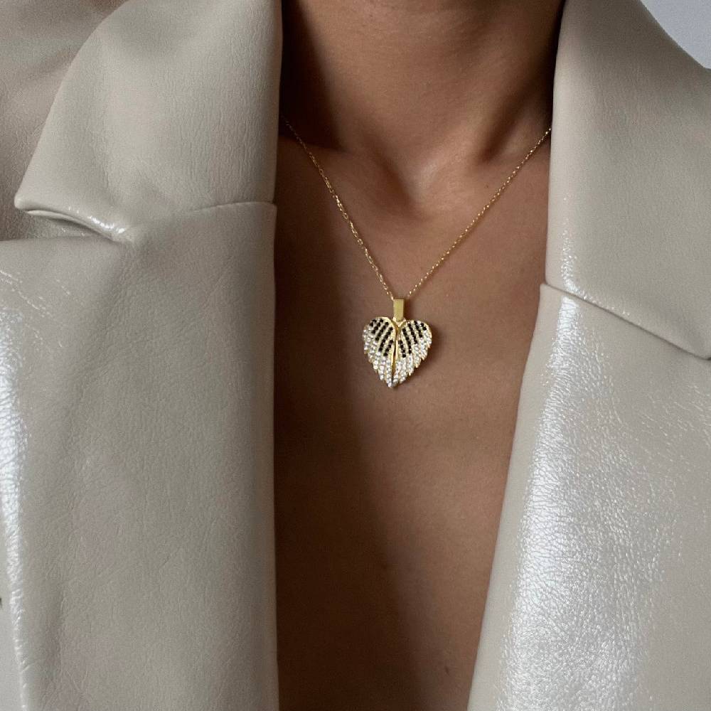 Kardelen Herz & Flügel Gravurkette - 925 SILBER