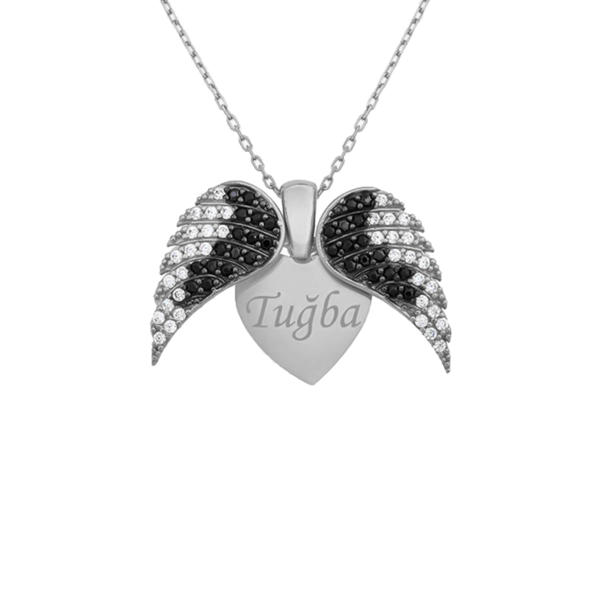 Kardelen Herz & Flügel Gravurkette - 925 SILBER