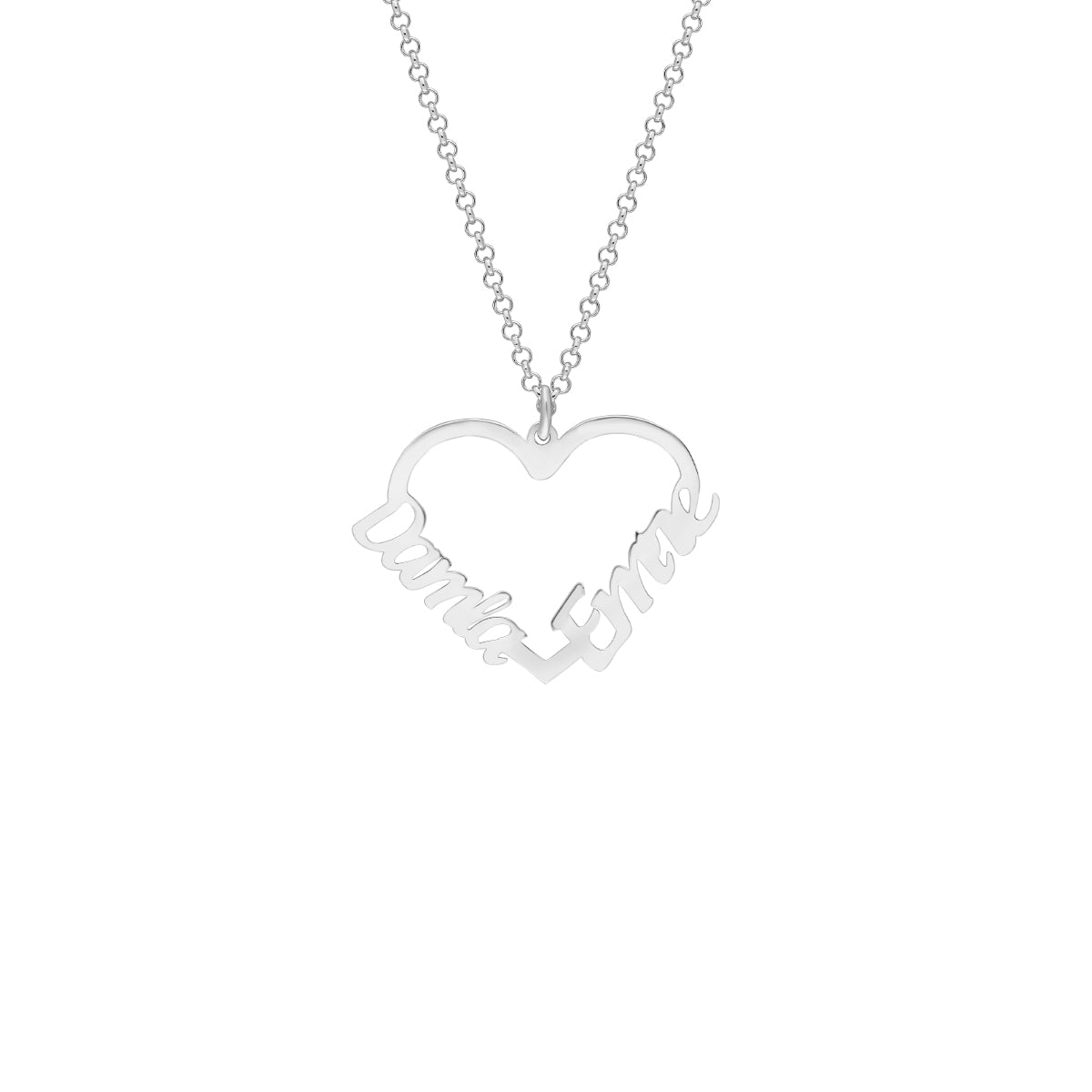 Kardelen Herzkette Mit 2 Namen - 925 SILBER