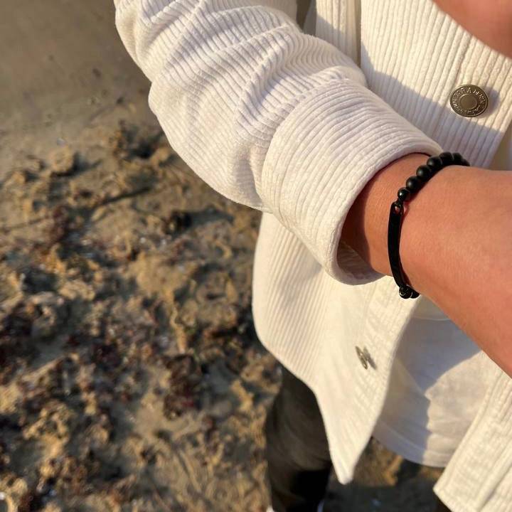 Kardelen ID-Partnerarmband Mit Gravur - Pearl Black