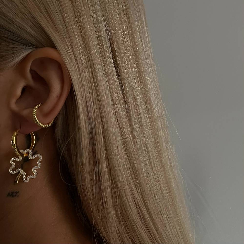 Kardelen Kleeblatt Zirkonia Ohhringe - 925 SILBER