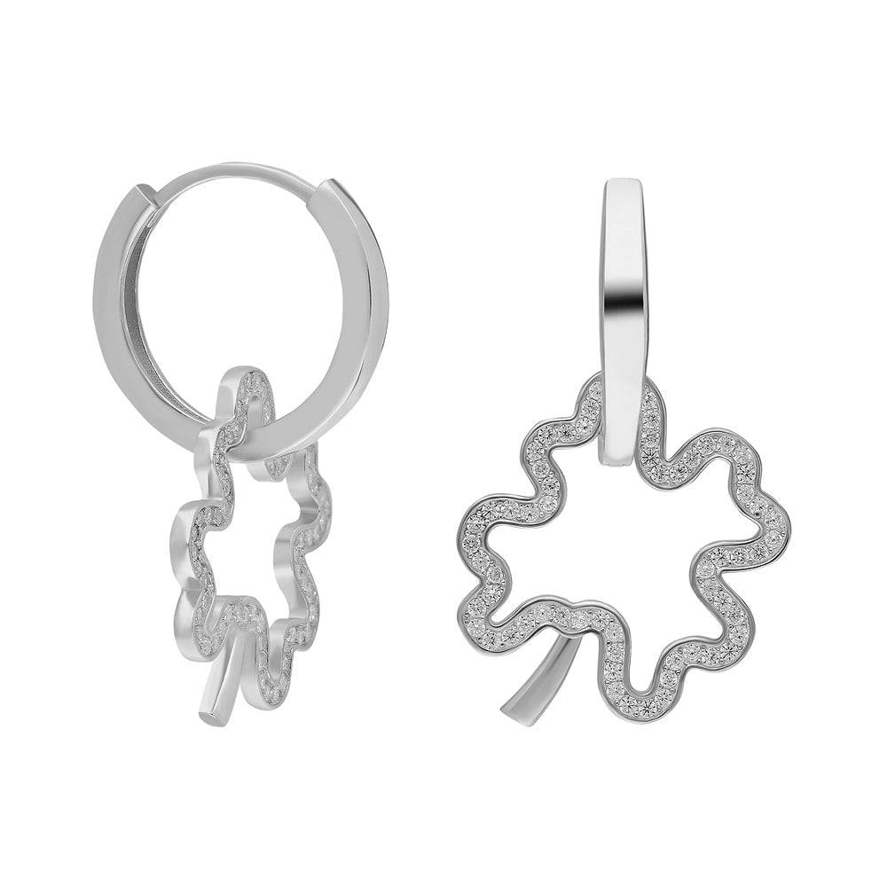 Kardelen Kleeblatt Zirkonia Ohhringe - 925 SILBER