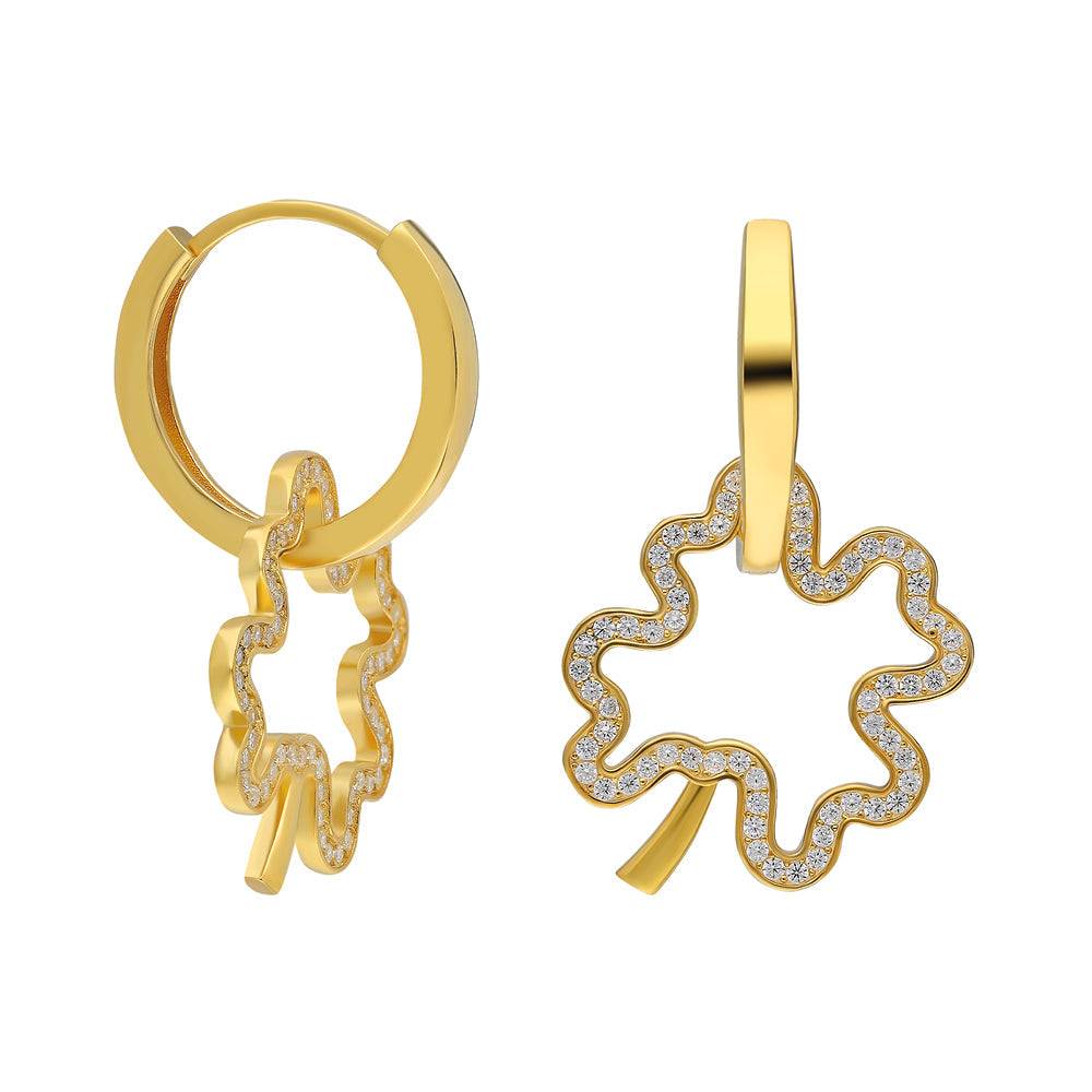 Kardelen Kleeblatt Zirkonia Ohhringe - 925 SILBER