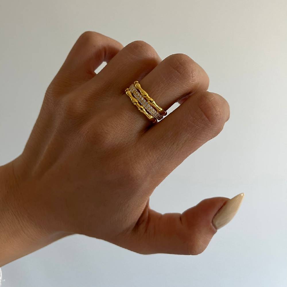 Kardelen Knochig Zirkonia Ring - 925 SILBER