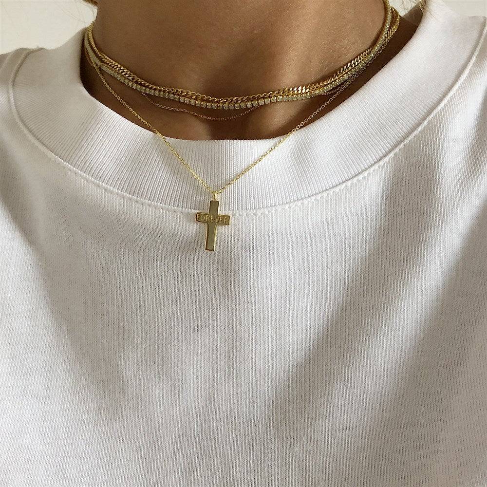 Kardelen Kreuzkette Mit Name - 925 SILBER