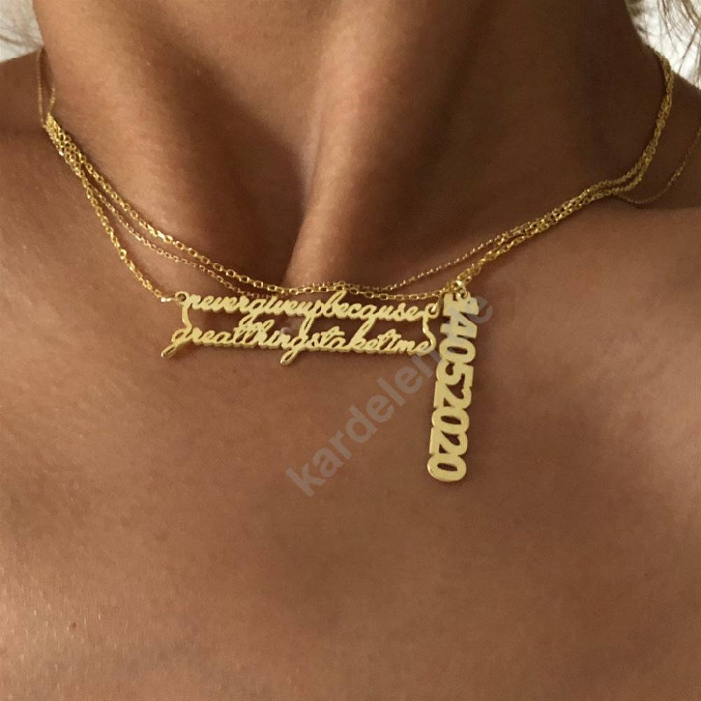 Kardelen Langer Satz Halskette - 925 SILBER