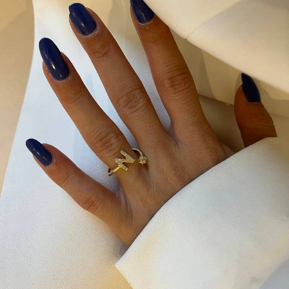 Kardelen Letter Diamond Ring - 925 SILBER