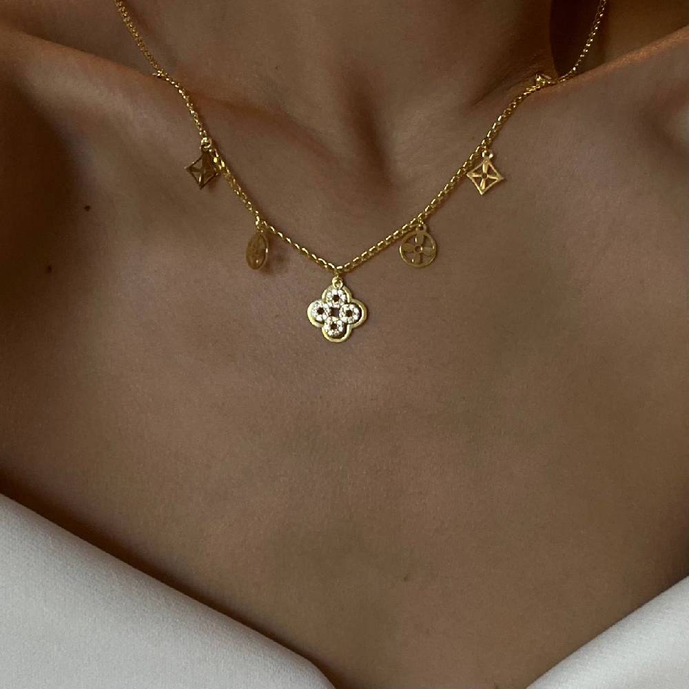 Kardelen Luxus Charm Halskette - 925 SILBER