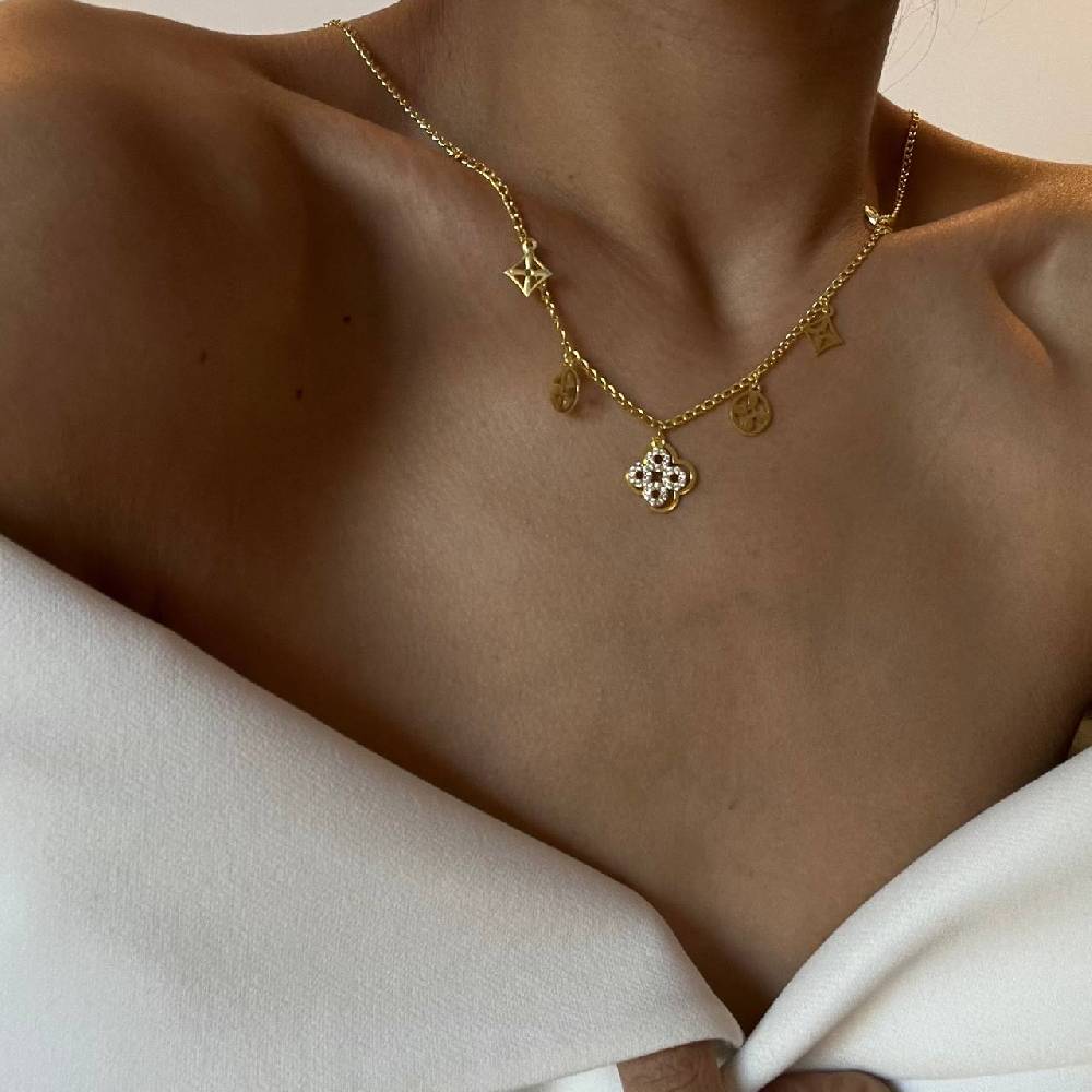 Kardelen Luxus Charm Halskette - 925 SILBER