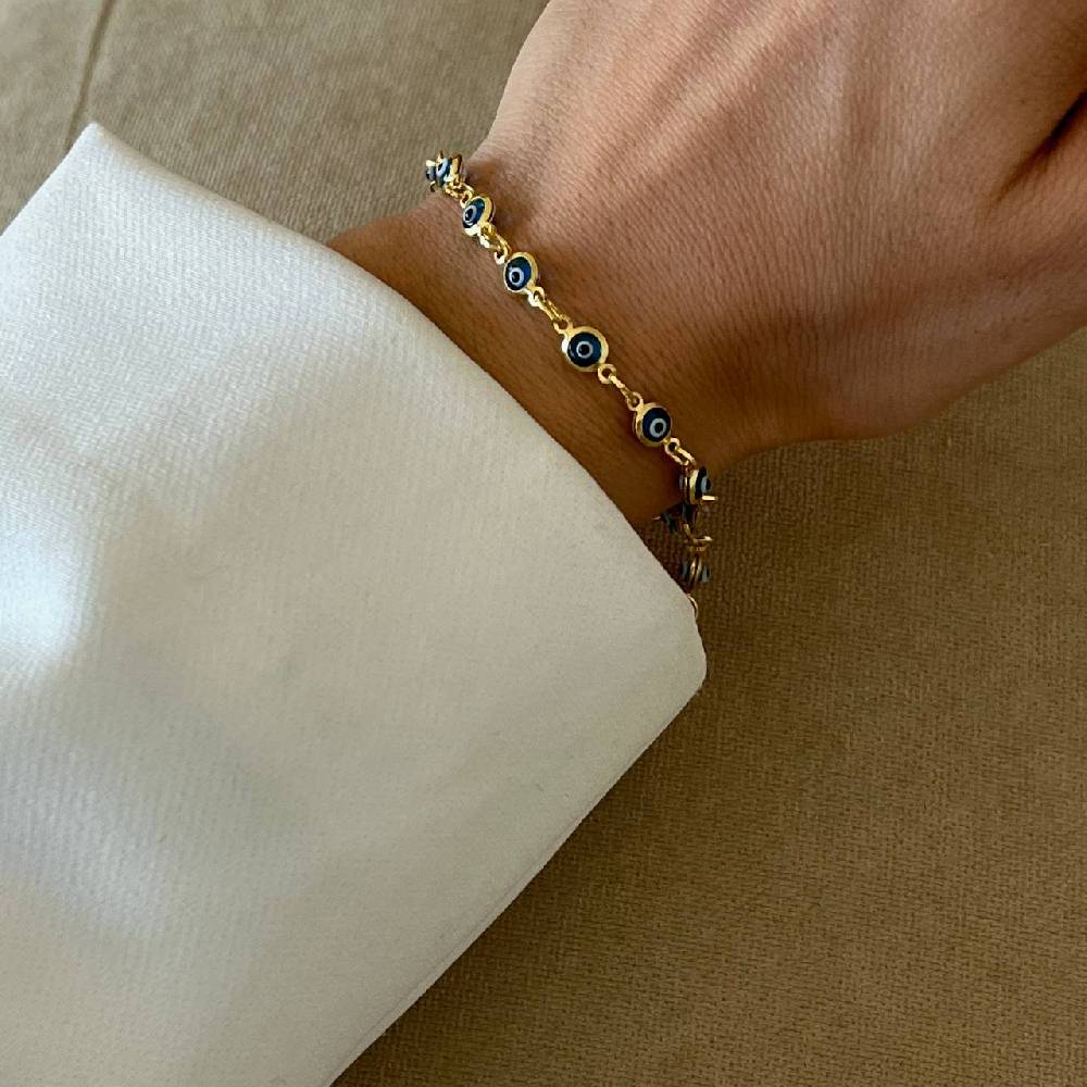 Kardelen MINI NAZAR ARMKETTE HELLBLAU - 925 SILBER