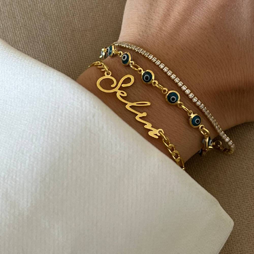 Kardelen MINI NAZAR ARMKETTE HELLBLAU - 925 SILBER