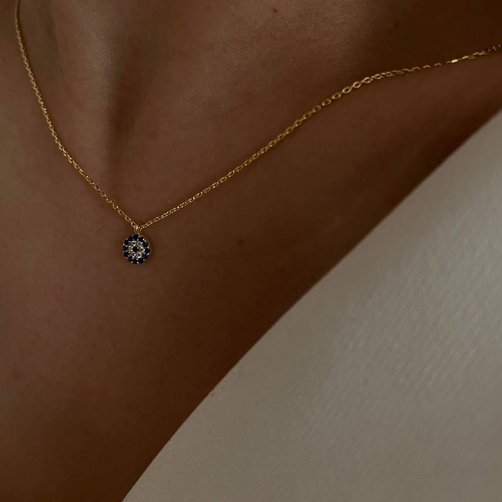 Kardelen Mini Nazar Zirkonia Halskette - 925 SILBER