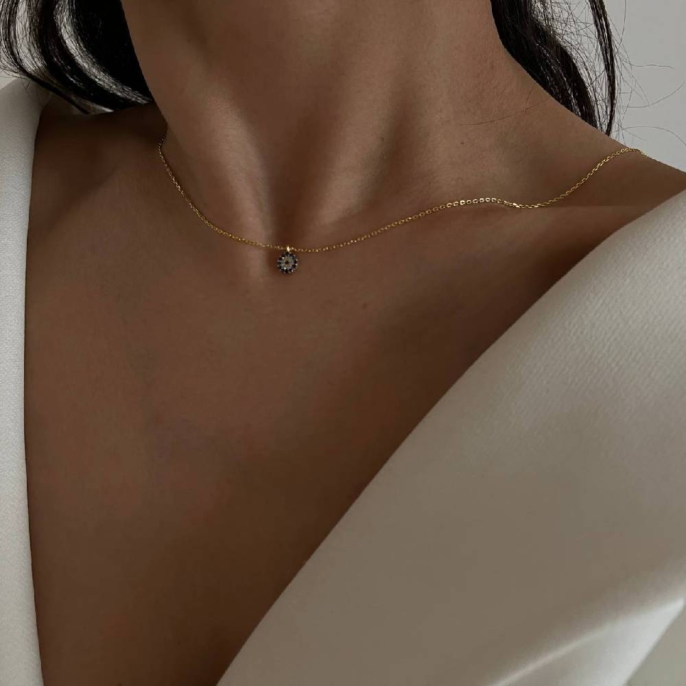 Kardelen Mini Nazar Zirkonia Halskette - 925 SILBER