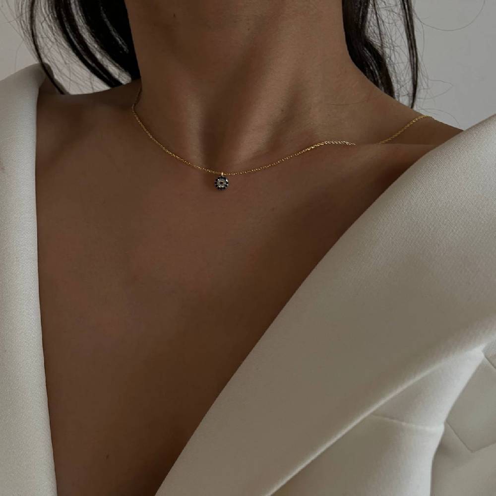 Kardelen Mini Nazar Zirkonia Halskette - 925 SILBER