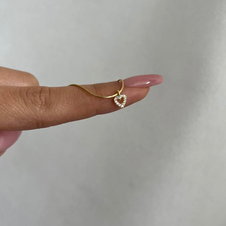 Kardelen MINI ZIRKONIA HERZ HALSKETTE - 925 SILBER