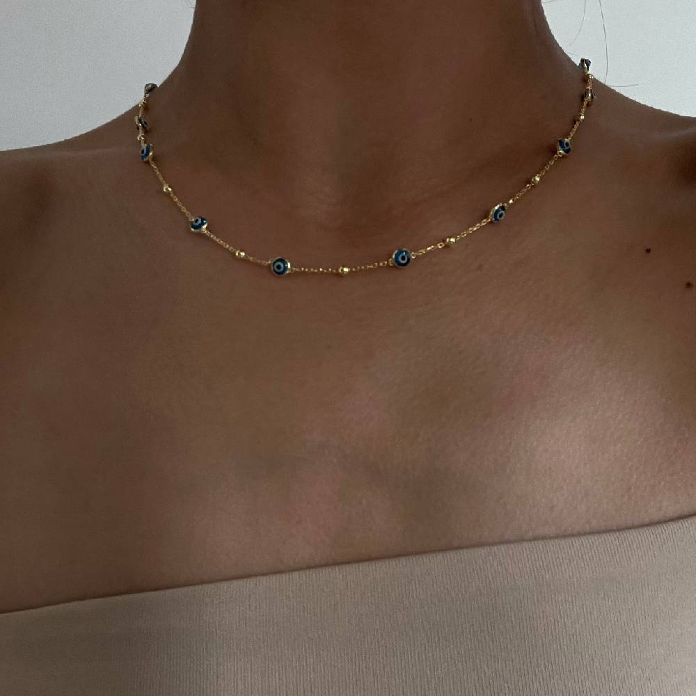 Kardelen Minimal Multi Nazar Halskette - 925 SILBER