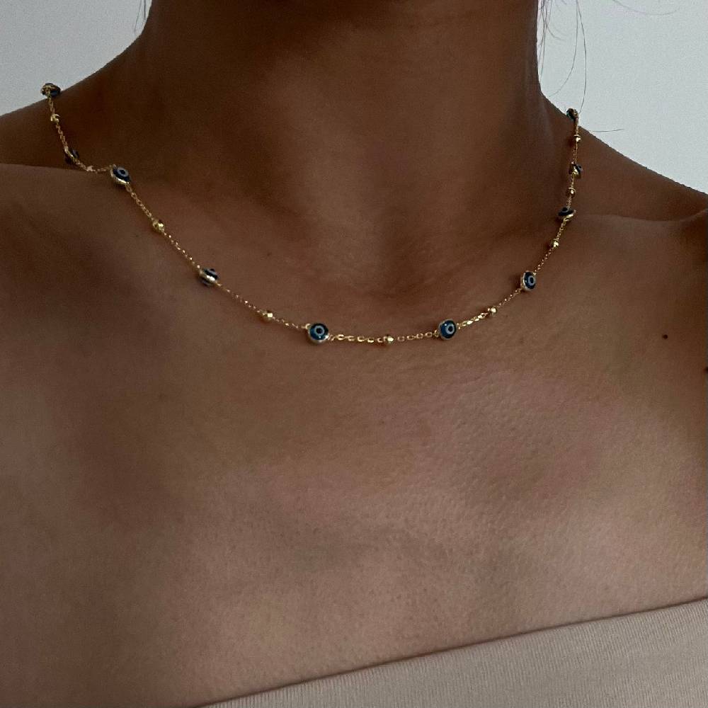 Kardelen Minimal Multi Nazar Halskette - 925 SILBER