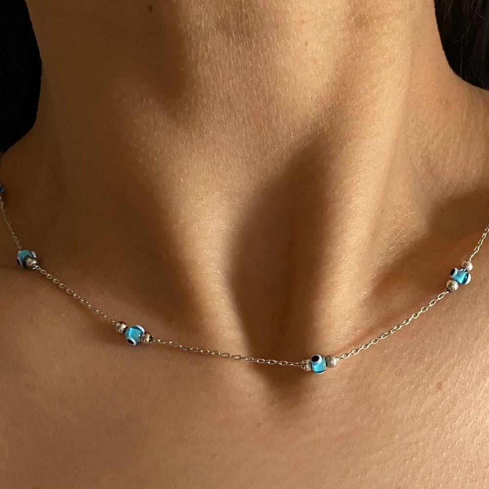 Kardelen Multi Nazar Halskette - 925 SILBER