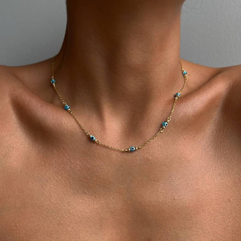 Kardelen Multi Nazar Halskette - 925 SILBER