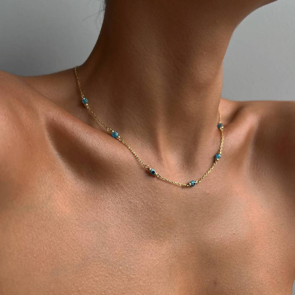 Kardelen Multi Nazar Halskette - 925 SILBER