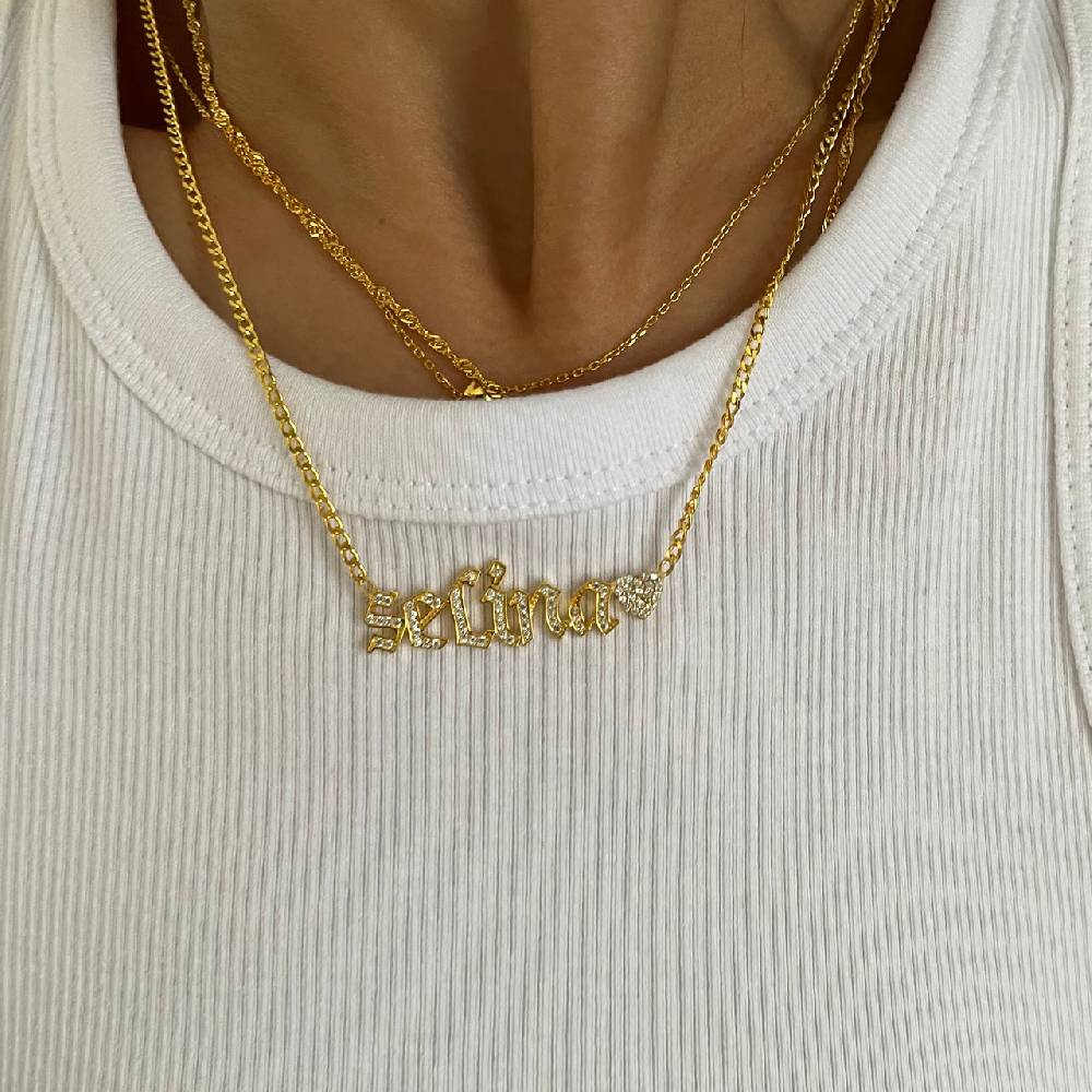 Kardelen Namenskette Mit Herz - 925 SILBER