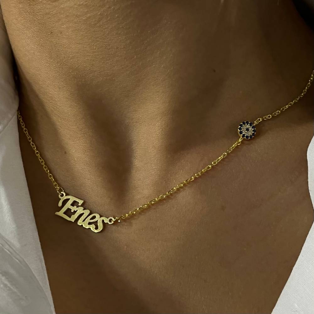 Kardelen Namenskette Mit Nazarstein - 925 SILBER