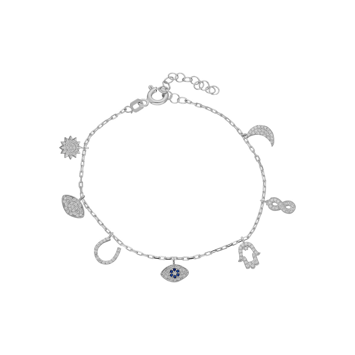 Kardelen Nazar Armband Mit Sieben Charm - 925 SILBER