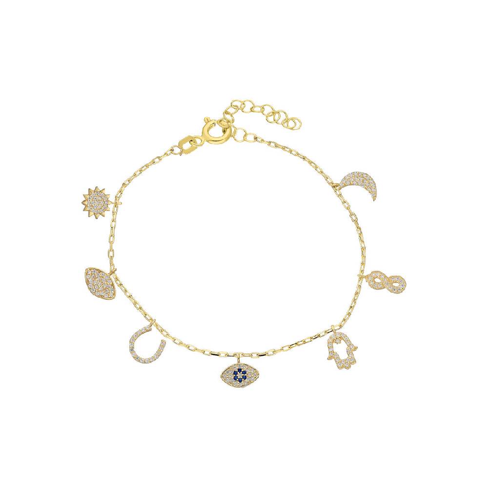 Kardelen Nazar Armband mit Sieben Charm - 925 SILBER