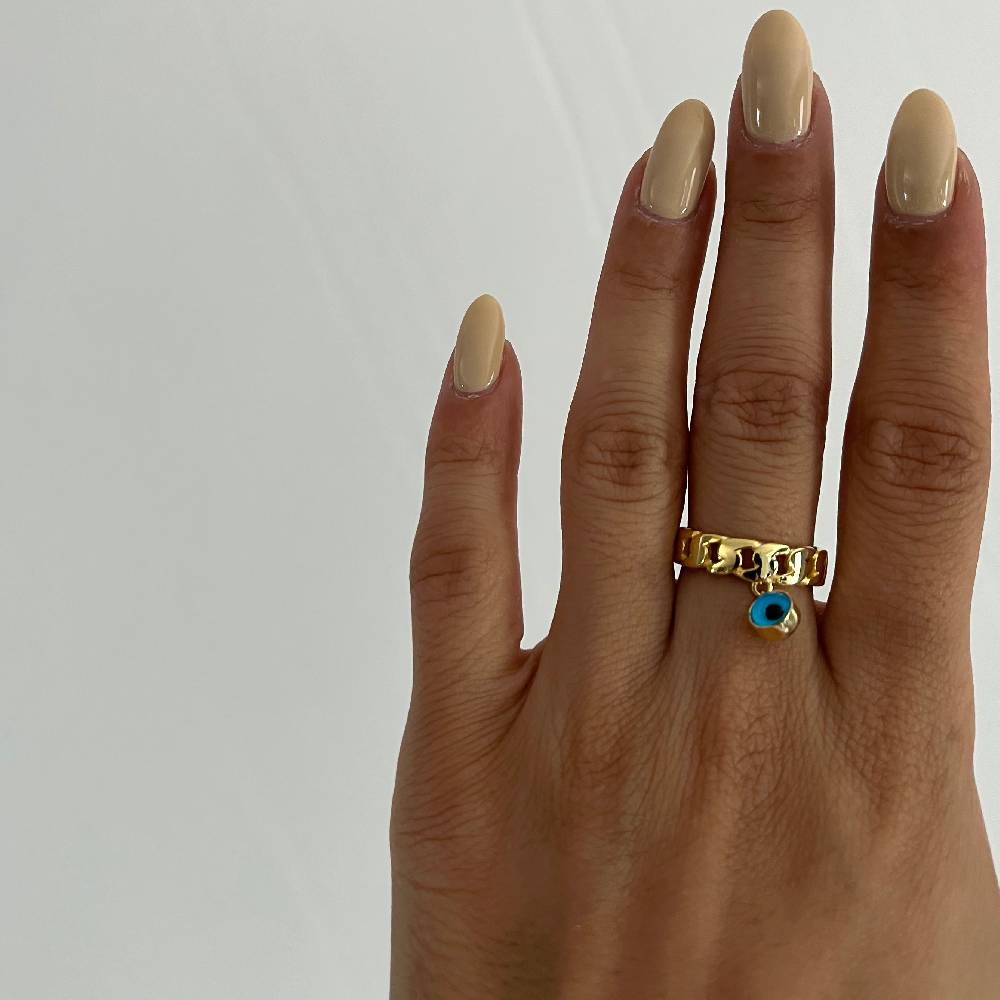 Kardelen Nazar Cuban Link Ring - 925 SILBER