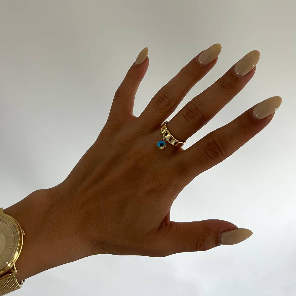 Kardelen Nazar Cuban Link Ring - 925 SILBER