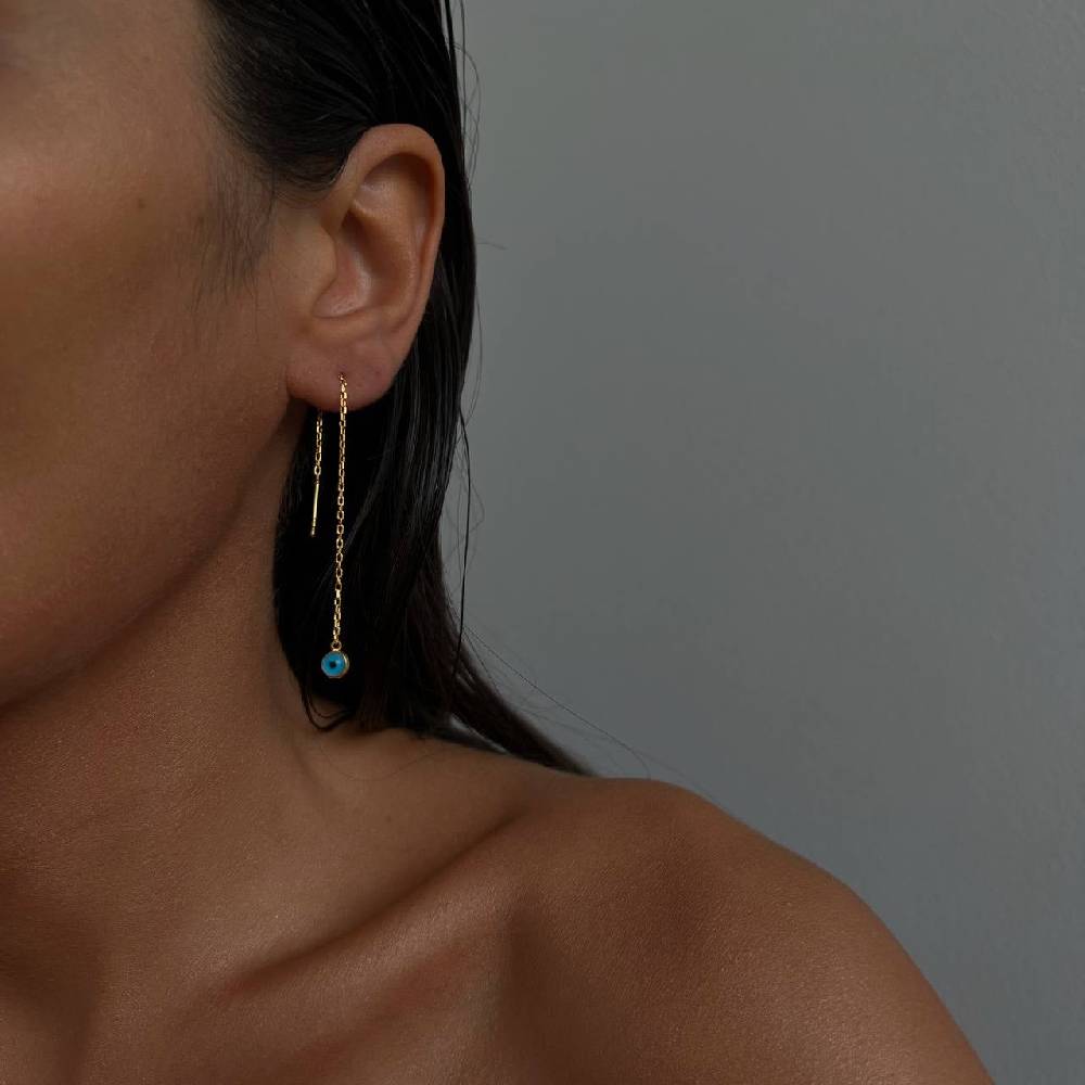 Kardelen Nazar Hängend Ohrring - 925 SILBER