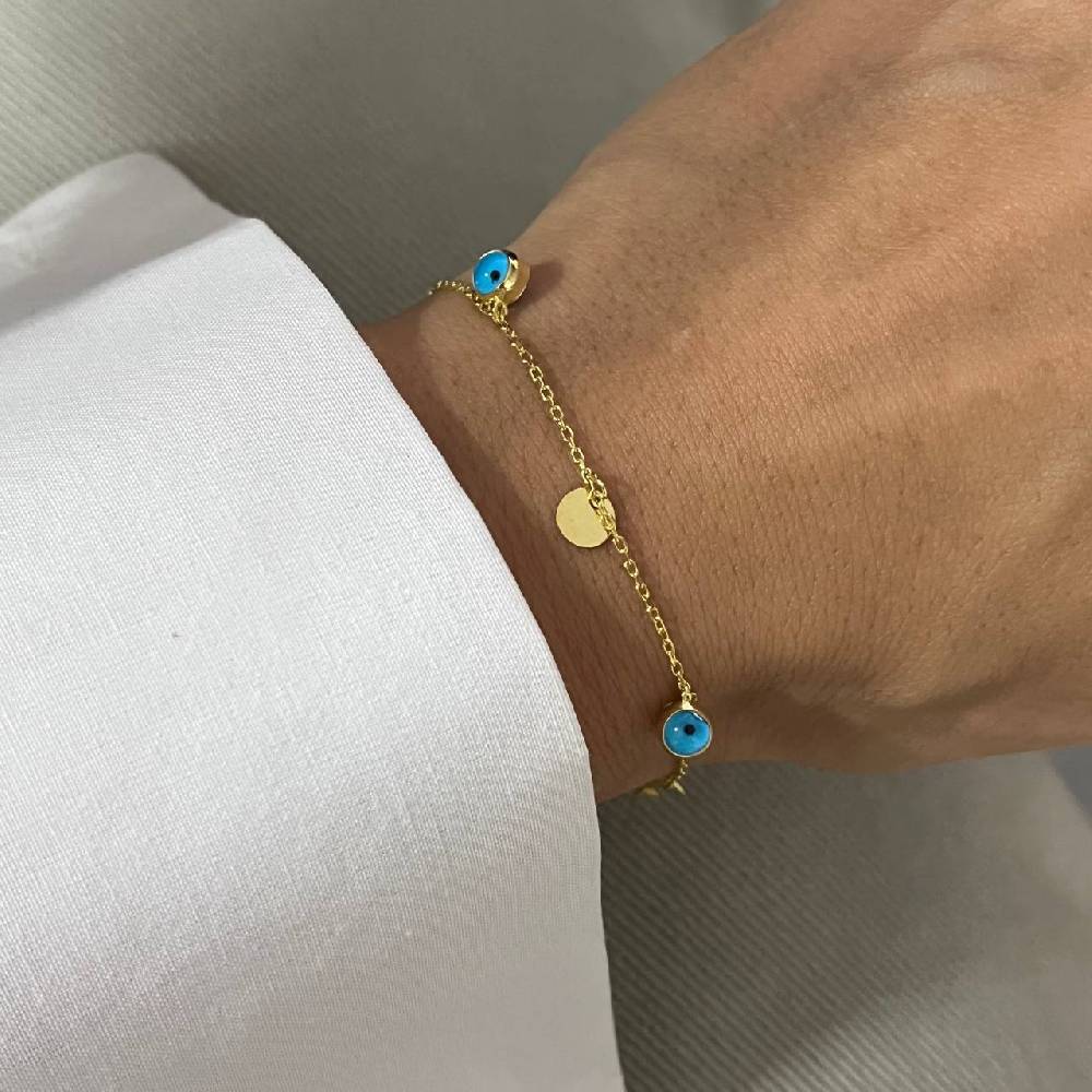 Kardelen Nazar Plättchen Armkette - 925 SILBER