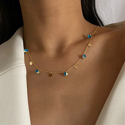 Kardelen Nazar Plättchen Kette - 925 SILBER